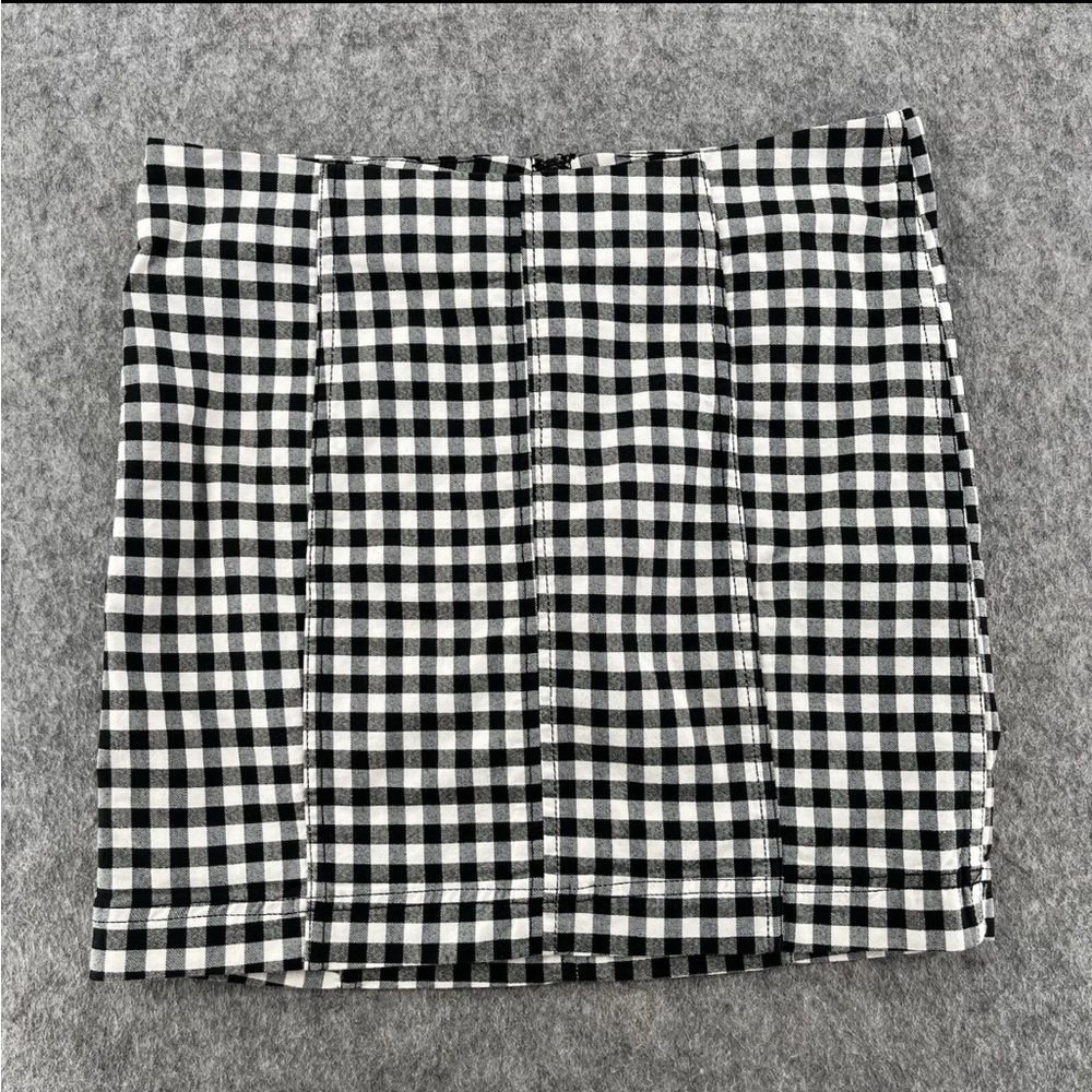 Free People Black White Gingham Mini Skirt Size 10